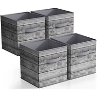 Sorbus 11" Gray Wood Pattern Foldable Storage Cubes, 4ct.