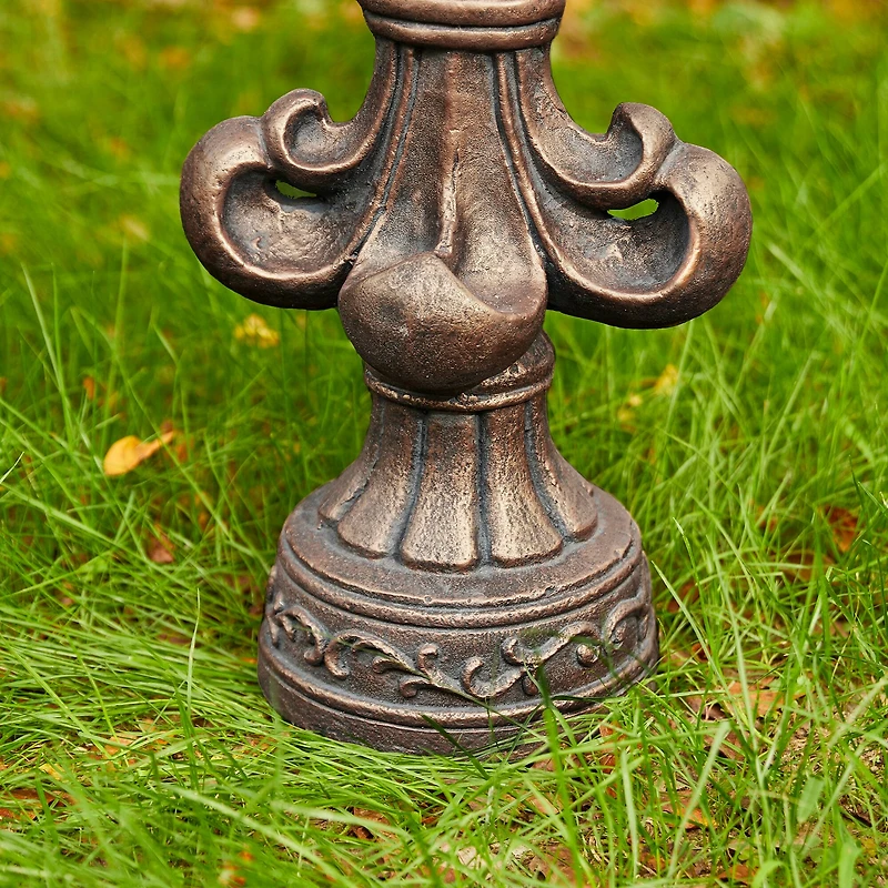 Glitzhome® 21.25" Bronze Standing Fleur De Lis Garden Statue