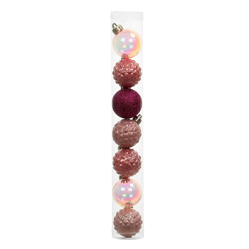 7 Pack 1.5" Pink Shatterproof Ball Ornaments by Ashland®