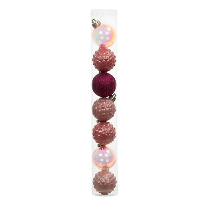 7 Pack 1.5" Pink Shatterproof Ball Ornaments by Ashland®