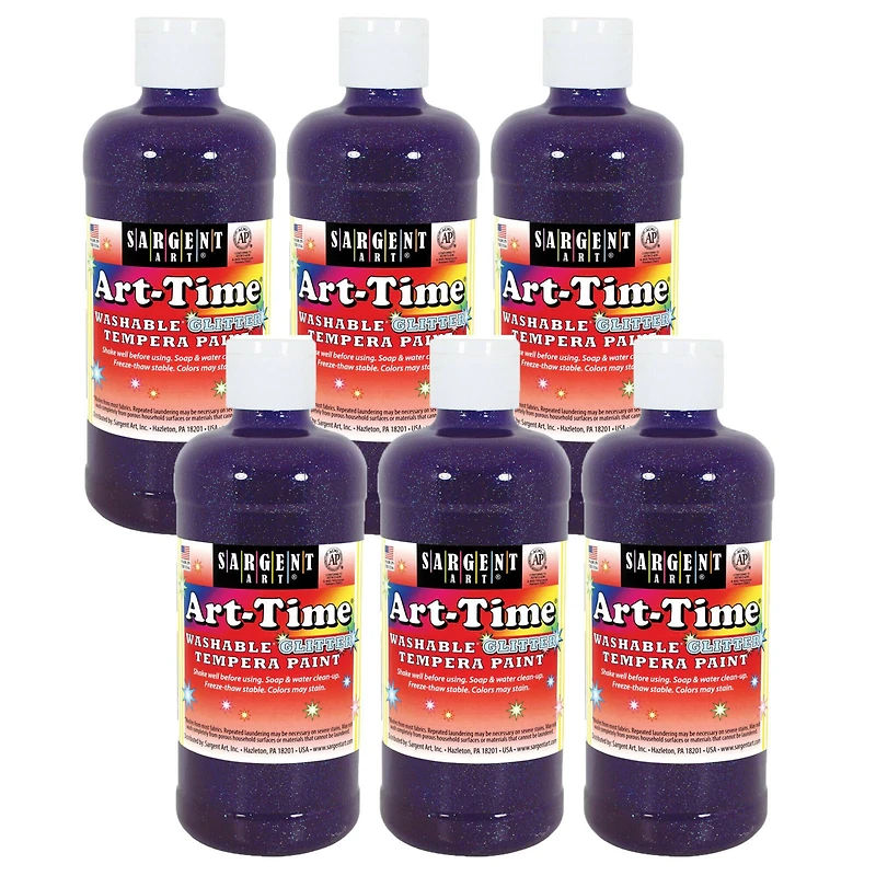 Sargent Art® Art-Time® Washable Glitter Tempera Paint, 6ct.