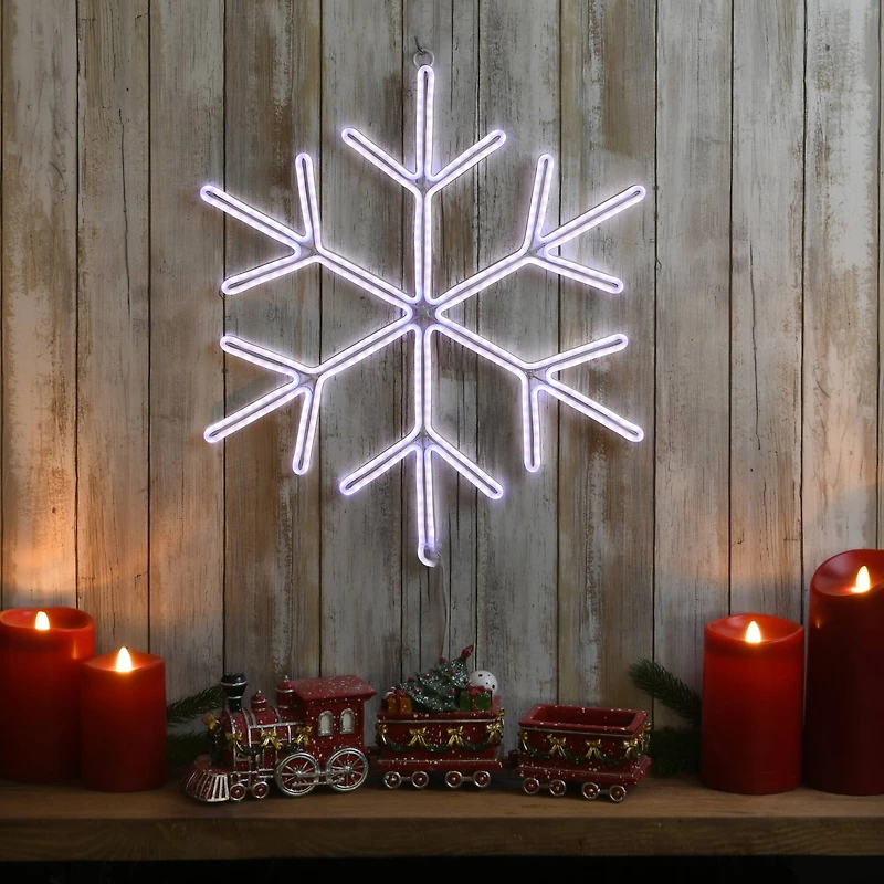 18" Neon Style Lighted Snowflake Wall Accent
