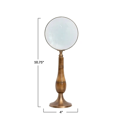 Hello Honey® 11" Vintage Brass & Bone Magnifying Glass
