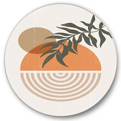 Designart - Abstract Geometrical Sun and Moon With Leaf I