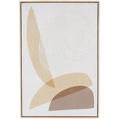 Brown & White Wooden & Fabric Abstract Overlapping Shapes Wall Décor
