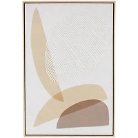Brown & White Wooden & Fabric Abstract Overlapping Shapes Wall Décor