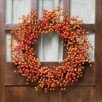 18" Red & Orange Berries Artificial Fall Harvest Twig Wreath