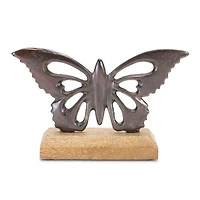 7.75" Metal Butterfly on Wood Base, 2ct.