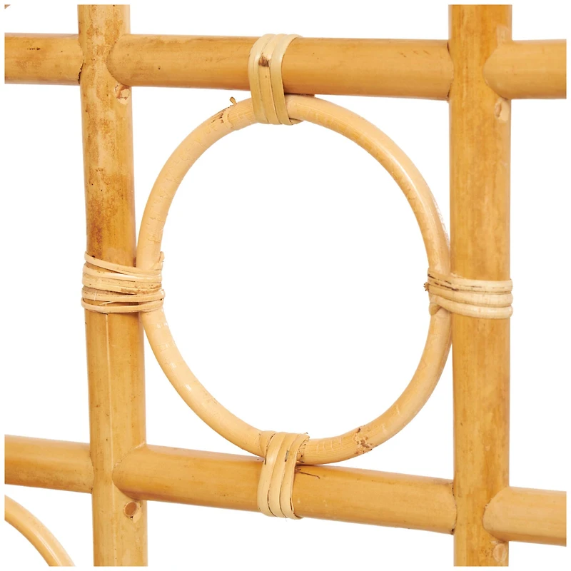 71" Brown Rattan Geometric Handmade Woven Geometric 3 Panel Room Divider