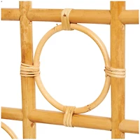 71" Brown Rattan Geometric Handmade Woven Geometric 3 Panel Room Divider