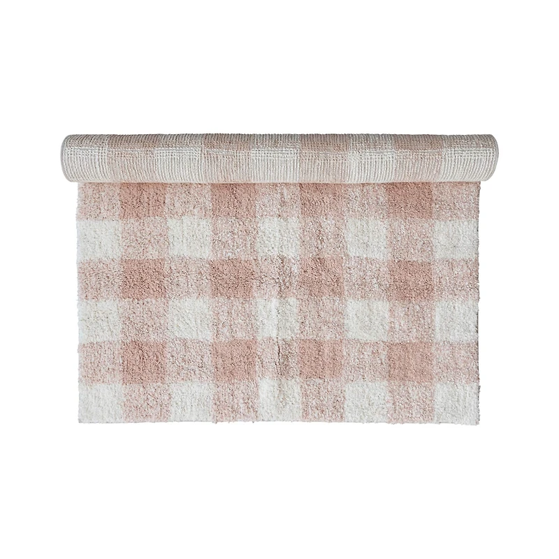 Hello Honey® 3ft. x 5ft. Blush & Cream Plaid Cotton Tufted Rug