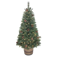 4ft. Pre-Lit Artificial Christmas Tree in Whiskey Barrel, Soft White LED Lights