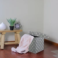 12" Gray with White Stars Collapsible Ottoman