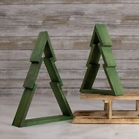 12" Green Geometric Wooden Christmas Tree Tabletop Décor