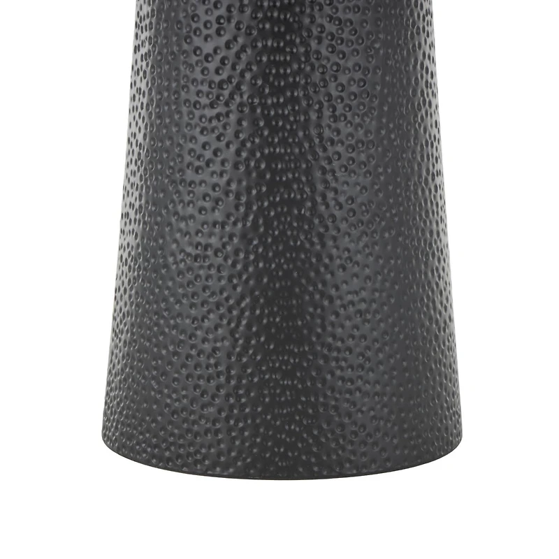 22.25" Black Metal Handmade Accent Table with Rope Tabletop