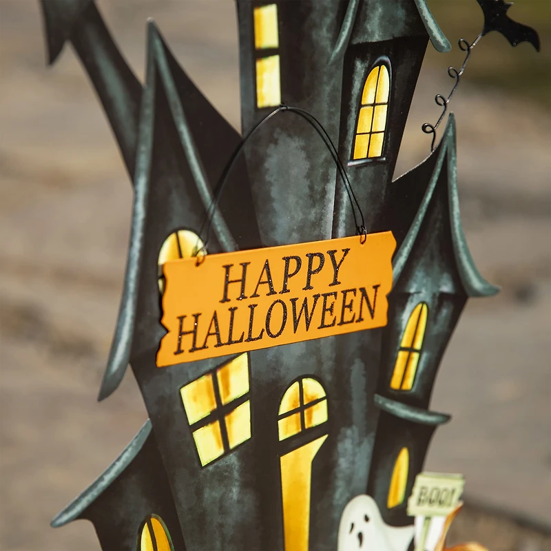 Glitzhome® 32" Halloween Metal Haunted House Yard Stake