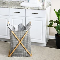 Household Essentials Krussh Bamboo X Frame Hamper (Gray)