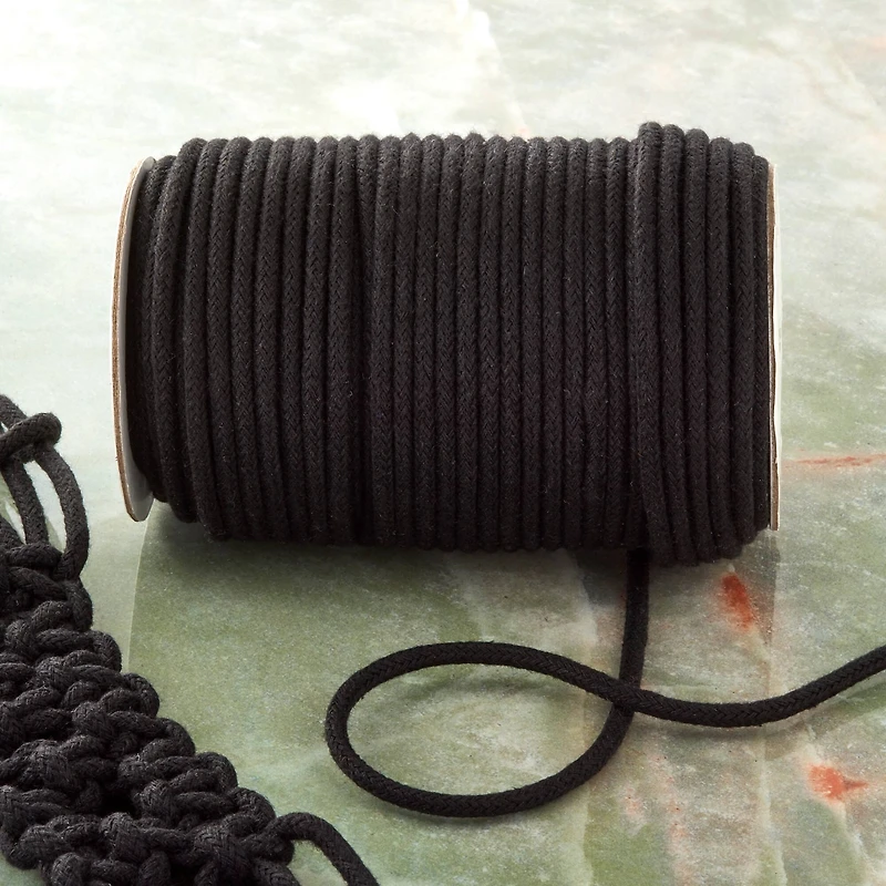 8 Pack: 4mm Black Cotton Macramé Cord by Bead Landing™