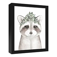 Sweet Raccoon 12.73" x 15.73" Black Framed Canvas