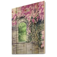 Designart - Blossoming Wisteria Garden Over The Wall