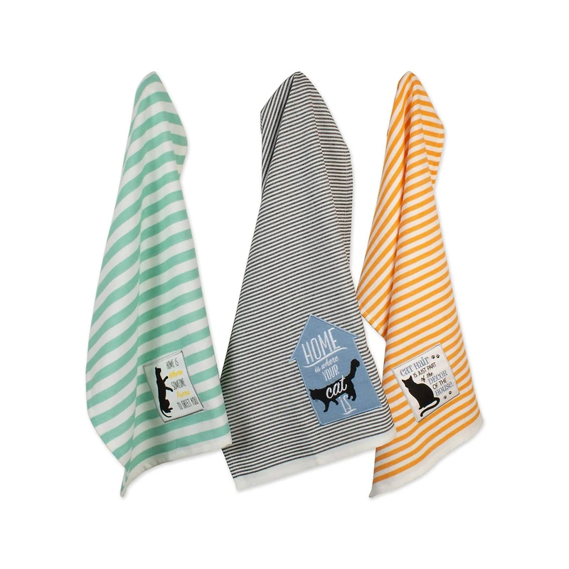 DII® Cats Meow Embellished Dishtowel Set
