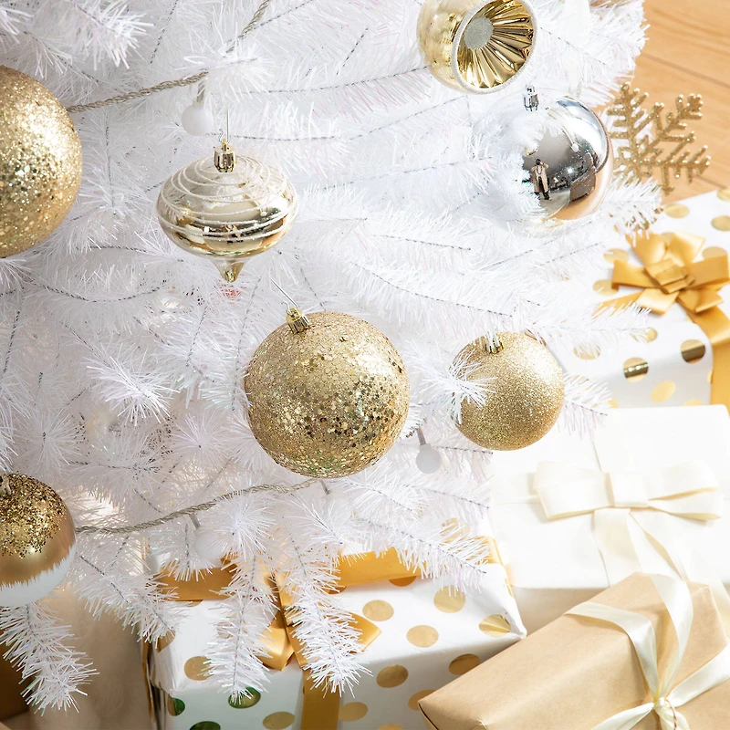 Glitzhome® 160 Pack Elegant Silver & Gold Deluxe Boxed Shatterproof Ornaments