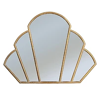 Hello Honey® 33" Antique Gold Finish Modern Scallop Shaped Metal Wall Mirror