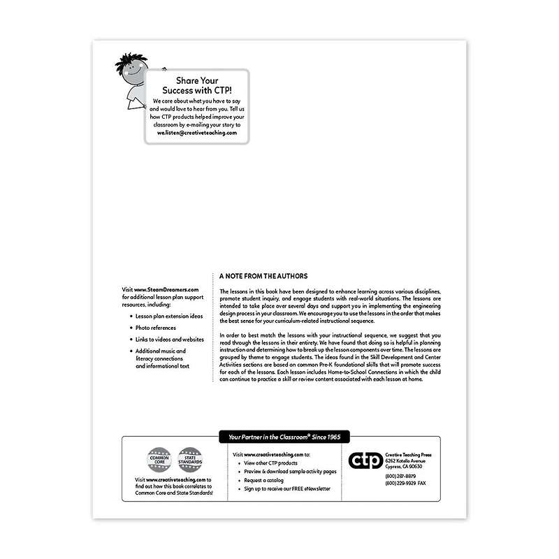 Creative Teaching Press® STEAM Learning Activities, Grade PreK
