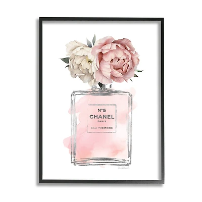 Stupell Industries Vintage Soft Flowers in Pink Fashion Fragrance Bottle Framed Wall Art