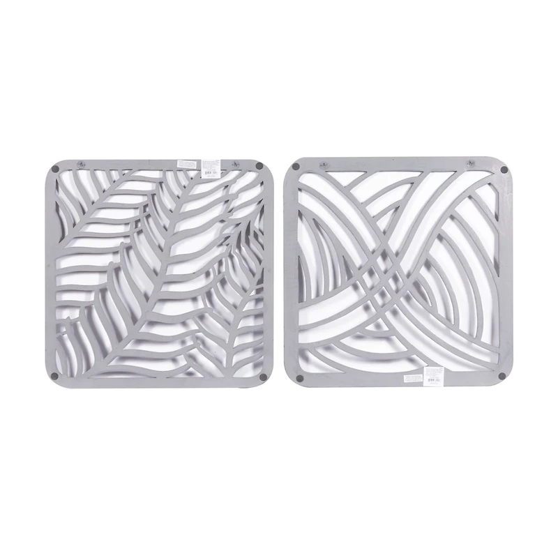 24" Gray Wood Eclectic Abstract Wall Décor Set