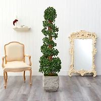 6ft. English Ivy Topiary Spiral Artificial Tree in White Planter UV Resistant (Indoor/Outdoor)