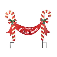 Glitzhome® 3ft. Merry Christmas Candy Cane Metal Yard Stake