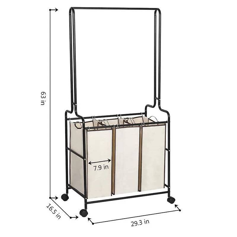 Brown Heavy Duty Laundry Sorters Cart