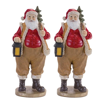 9.5" Farmer Santa with Lantern Figurines, 2ct.
