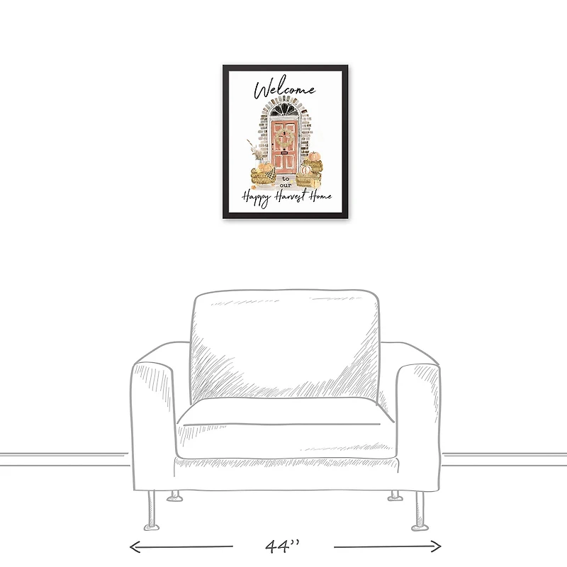 Happy Harvest Home Black Framed Canvas Wall Art