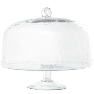 12" Clear Glass Cake Stand with Glass Dome