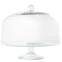 12" Clear Glass Cake Stand with Glass Dome
