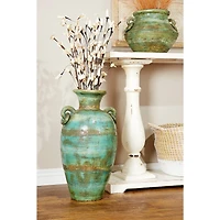 23" Green Ceramic Rustic Vase
