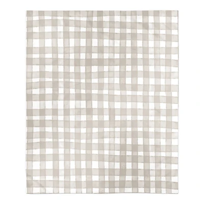 Taupe Watercolor Plaid Sherpa Fleece Blanket