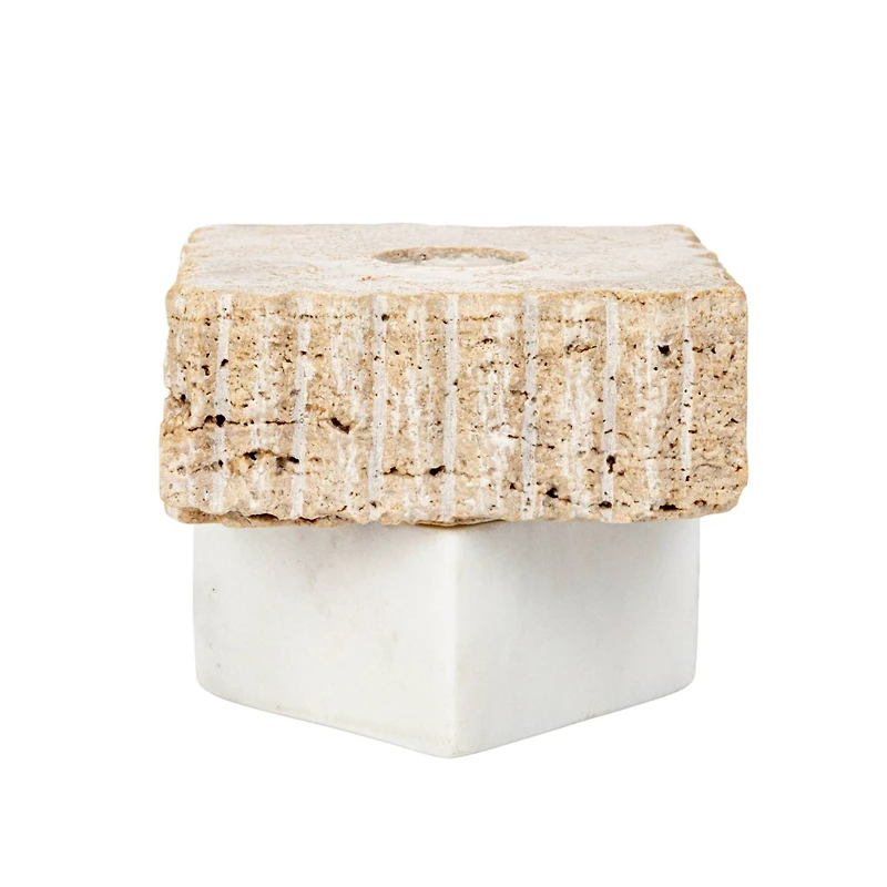 Hello Honey® 3.25" Decorative Marble & Travertine Candle Holder