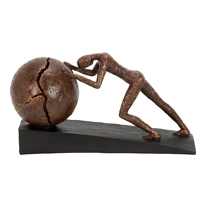 15" Brown Sisyphus Abstract Human Figurine Sculpture