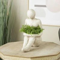 17" Cream Sitting Figure Planter