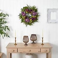 24” Purple Hydrangea with Berry Wreath