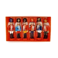 Wizardi 4.92" Classic Wooden Christmas Nutcracker Decoration Set, 6ct.