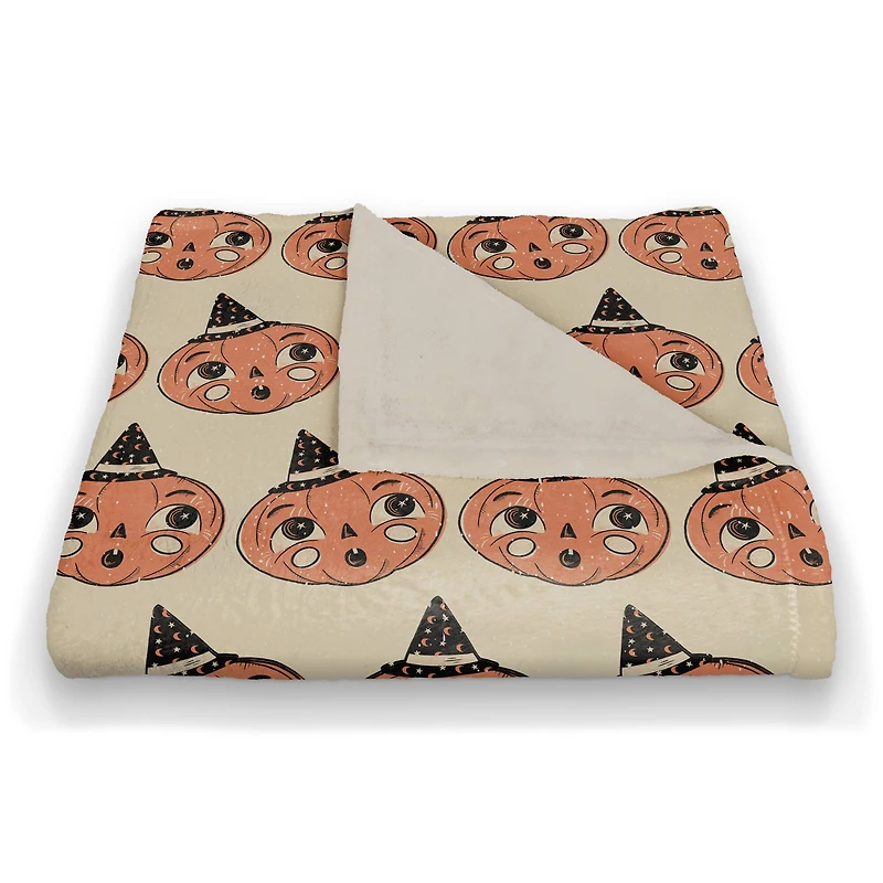 Retro Pumpkin Coral Fleece Blanket