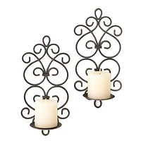 13" Metal Scrollwork Candle Wall Sconces, 2ct.