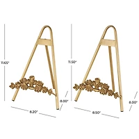 Gold Metal Arched Foldable Display Easel with Vine Emblem Set