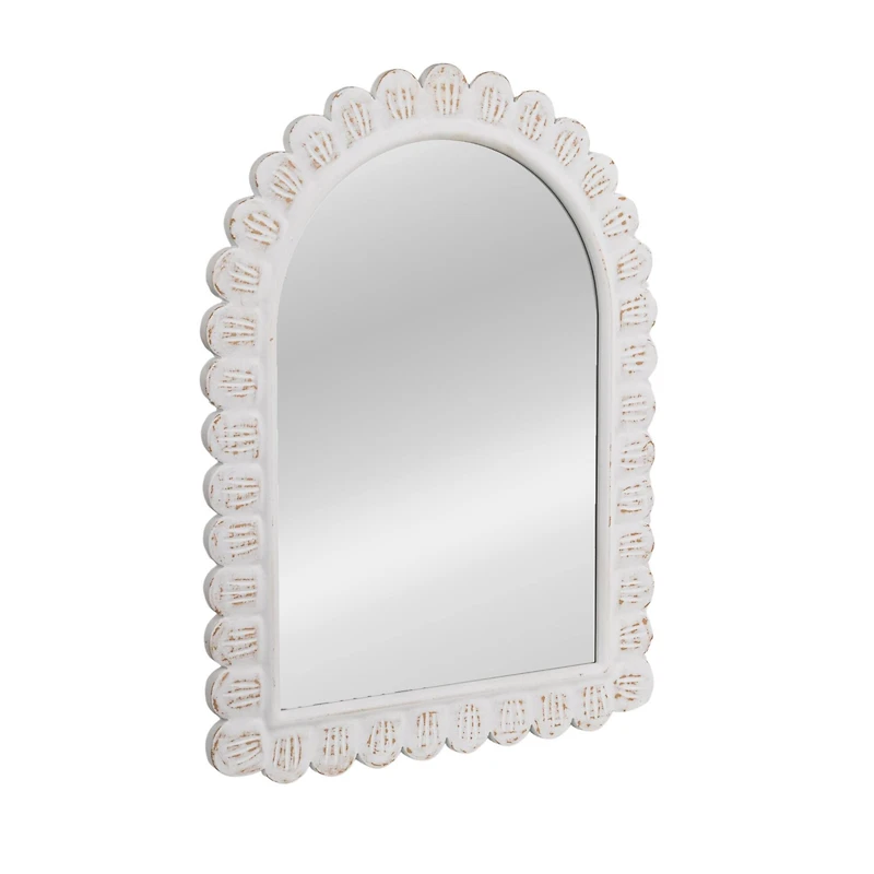 Hello Honey® 31.5" White Arched Raised Scallop Pattern Wall Mirror