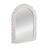Hello Honey® 31.5" White Arched Raised Scallop Pattern Wall Mirror