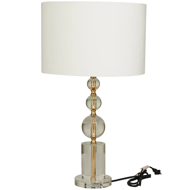 CosmoLiving by Cosmopolitan Gold Crystal Orbs Style Base Table Lamp with Drum Shade 15" x 15" x 27"